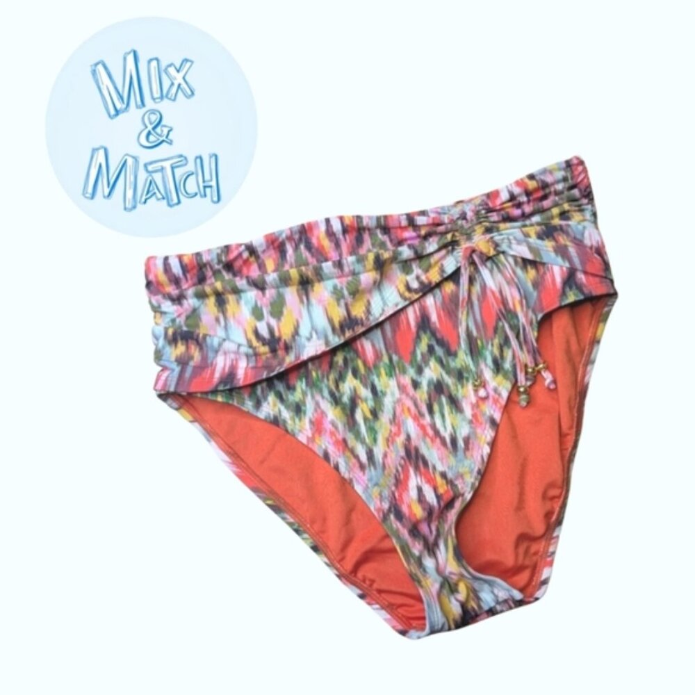 Bleu Rod Beattie FREE SPIRIT Shirred High Waist Bikini Bottom NWOT